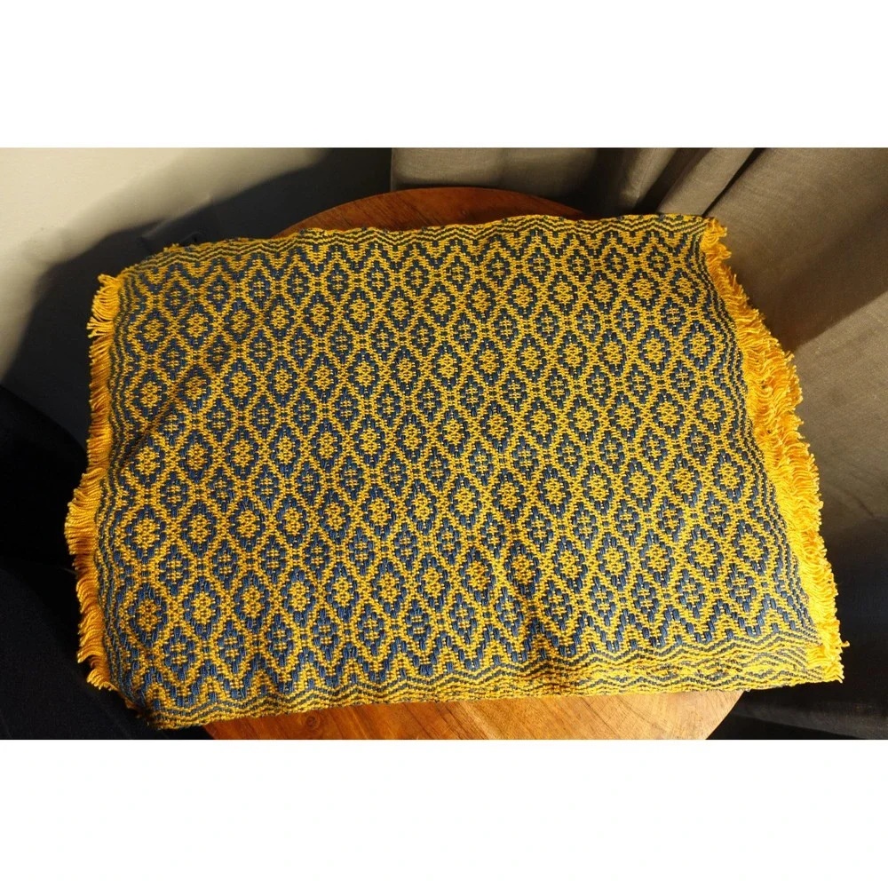 Set of 7- Royal blue and yellow‎ cotton placemats